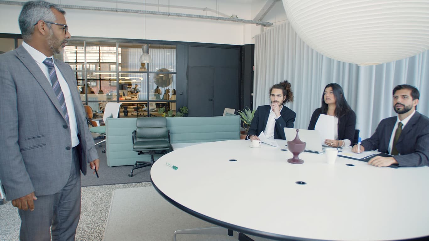 Corporate boardroom setup illustrating professional financial services ecosystem