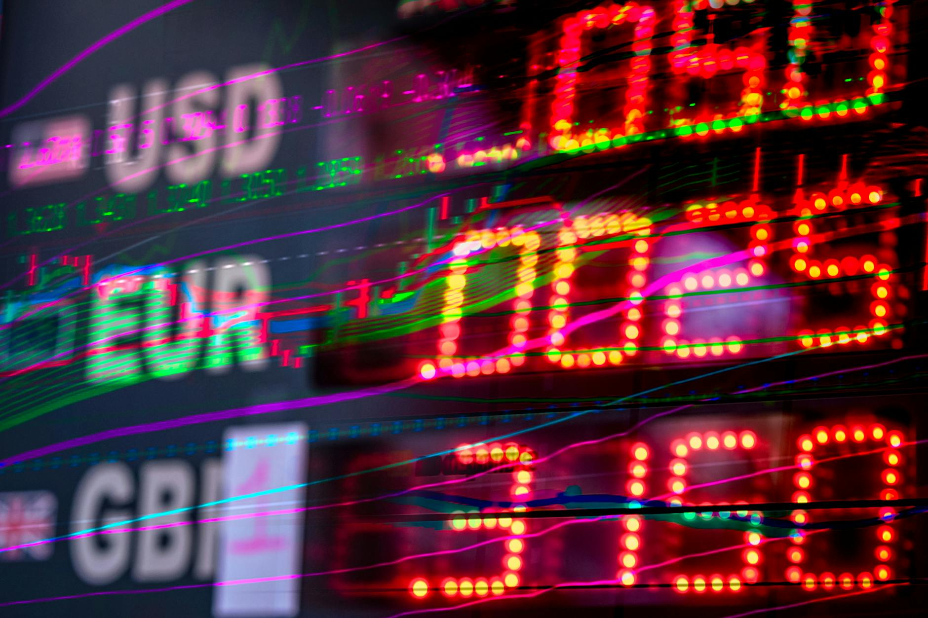 Multi-currency exchange rates displayed on financial services platform screen